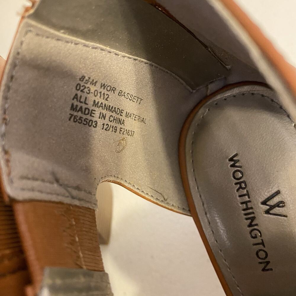 Women's 8.5 Brown Chunky Platform Heels Shoes Worthington Wor Bassett Sandals - Picture 6 of 7